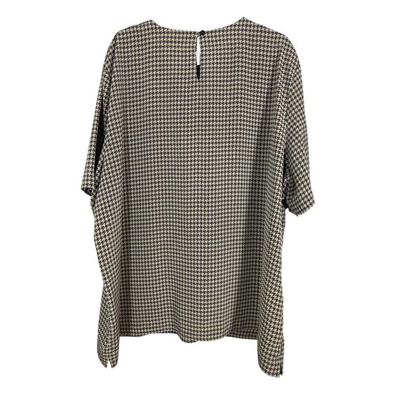 Liz Claiborne Houndstooth Top 22 Tan Classic Old Money Chic Resort Retro Neutral - Picture 4 of 11